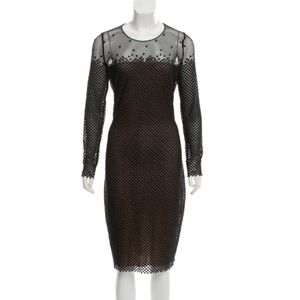 Akris Black Square Embroidered Mesh Long Sleeve Mi